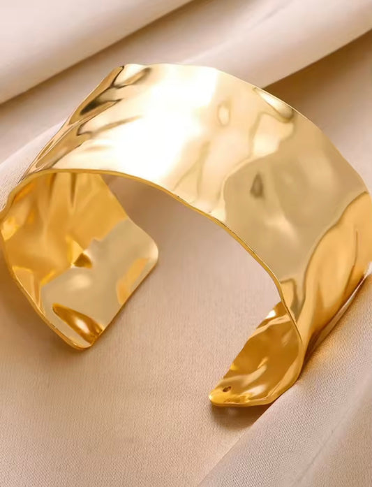 Sol Hammered Cuff Bangle | Waterproof Gold Spiritual Jewellery UK