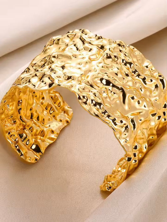 Sol Hammered Cuff Bangle | Waterproof Gold Spiritual Jewellery UK